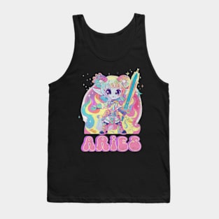 Cosmic Kawaii Aries Warrior Anime Zodiac Sign Birthday Tank Top